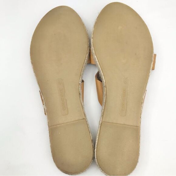 Picon Golden Brown Leather Strappy Espadrille Slide Sandals - Picture 11 of 13